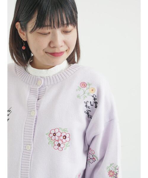 セール】花+ロゴ総柄刺繍カーディガン（カーディガン/ボレロ