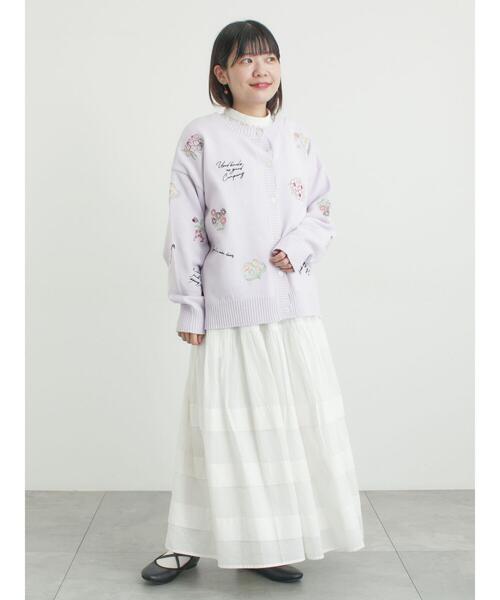 Samansa Mos2（サマンサ モスモス）の「花+ロゴ総柄刺繍カーディガン（カーディガン/ボレロ・レディース・グリーン/オフホワイト/ネイビー/ピンク・F）」の6枚目の写真