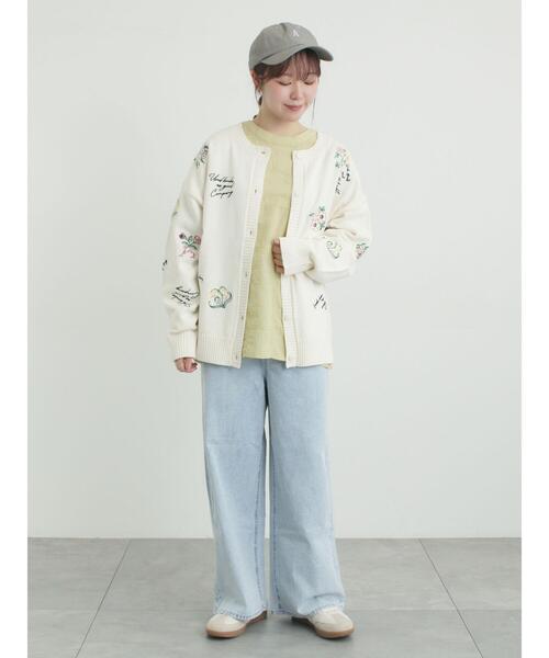 Samansa Mos2（サマンサ モスモス）の「花+ロゴ総柄刺繍カーディガン（カーディガン/ボレロ・レディース・グリーン/オフホワイト/ネイビー/ピンク・F）」の11枚目の写真