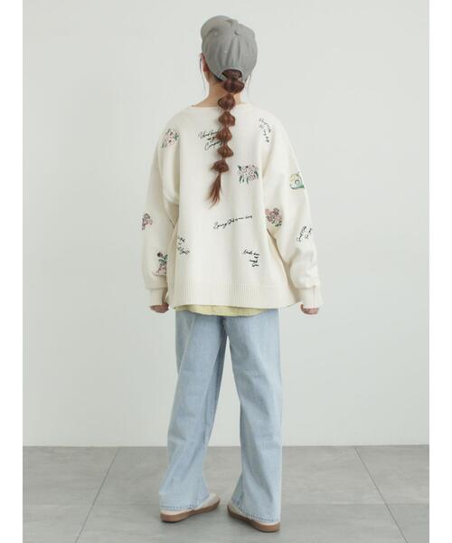 Samansa Mos2（サマンサ モスモス）の「花+ロゴ総柄刺繍カーディガン（カーディガン/ボレロ・レディース・グリーン/オフホワイト/ネイビー/ピンク・F）」の12枚目の写真