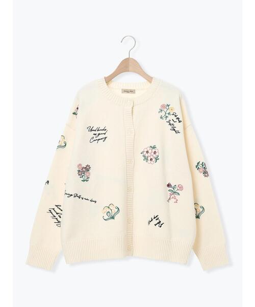 セール】花+ロゴ総柄刺繍カーディガン（カーディガン/ボレロ