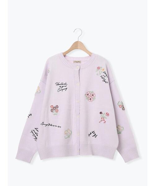 セール】花+ロゴ総柄刺繍カーディガン（カーディガン/ボレロ