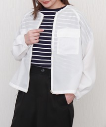 libelle more（リベル モア）の「メッシュジャガードノーカラーブルゾン（ブルゾン）」