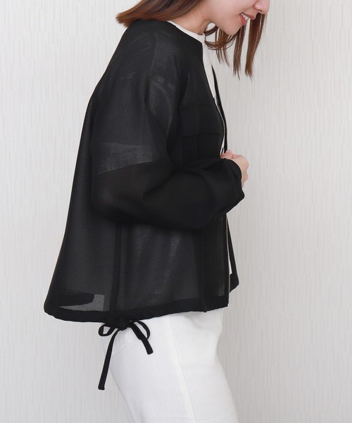 libelle more（リベル モア）の「メッシュジャガードノーカラーブルゾン（ブルゾン・レディース・ブラウン/オフホワイト/ベージュ/ネイビー/ブラック・M/L）」の17枚目の写真