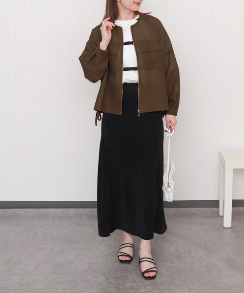 libelle more（リベル モア）の「メッシュジャガードノーカラーブルゾン（ブルゾン・レディース・ブラウン/オフホワイト/ベージュ/ネイビー/ブラック・M/L）」の21枚目の写真