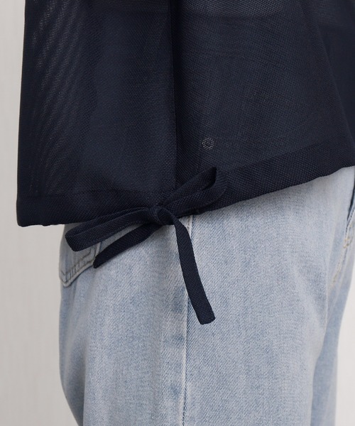 libelle more（リベル モア）の「メッシュジャガードノーカラーブルゾン（ブルゾン・レディース・ブラウン/オフホワイト/ベージュ/ネイビー/ブラック・M/L）」の6枚目の写真