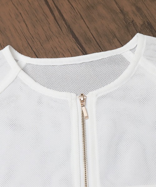 libelle more（リベル モア）の「メッシュジャガードノーカラーブルゾン（ブルゾン・レディース・ブラウン/オフホワイト/ベージュ/ネイビー/ブラック・M/L）」の10枚目の写真