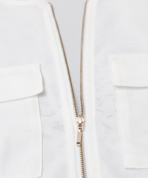 libelle more（リベル モア）の「メッシュジャガードノーカラーブルゾン（ブルゾン・レディース・ブラウン/オフホワイト/ベージュ/ネイビー/ブラック・M/L）」の12枚目の写真