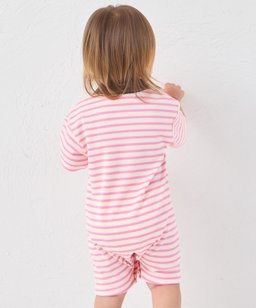 pairmanon（ペアマノン）の「【リンクコーデ】【さらっとワッフル】【ベビー】ボーダー ポロ 半袖ロンパース（ロンパース・キッズ・ブルー/ピンク/アイボリー・80/70）」の16枚目の写真