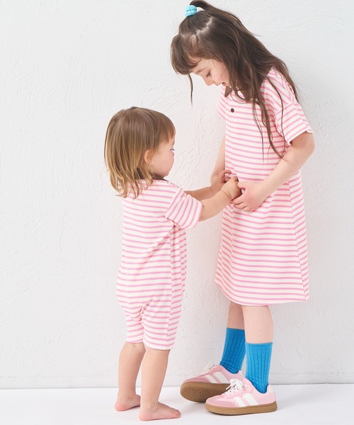 pairmanon（ペアマノン）の「【リンクコーデ】【さらっとワッフル】【ベビー】ボーダー ポロ 半袖ロンパース（ロンパース・キッズ・ブルー/ピンク/アイボリー・80/70）」の18枚目の写真