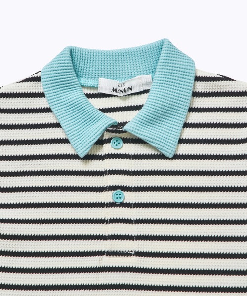 pairmanon（ペアマノン）の「【リンクコーデ】【さらっとワッフル】【ベビー】ボーダー ポロ 半袖ロンパース（ロンパース・キッズ・ブルー/ピンク/アイボリー・80/70）」の21枚目の写真