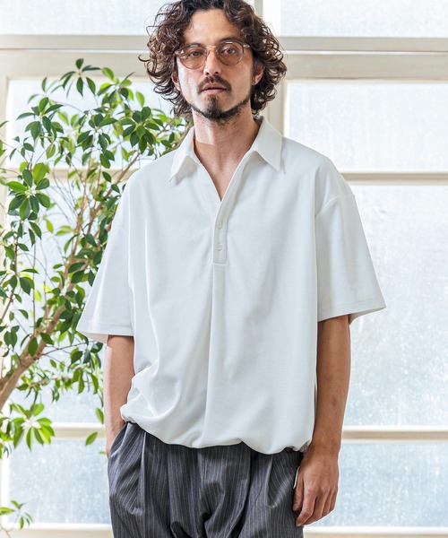 Magine（マージン）の「mhs2546- Poly Knit Skipper Neck Relax Fit Polo Shirt ポロシャツ(MGN-261-005)（ポロシャツ・メンズ・ホワイト/ネイビー/ブラック・48/46/44）」の9枚目の写真