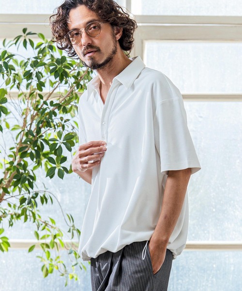 Magine（マージン）の「mhs2546- Poly Knit Skipper Neck Relax Fit Polo Shirt ポロシャツ(MGN-261-005)（ポロシャツ・メンズ・ホワイト/ネイビー/ブラック・48/46/44）」の10枚目の写真