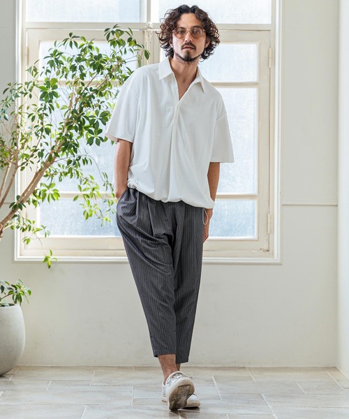 Magine（マージン）の「mhs2546- Poly Knit Skipper Neck Relax Fit Polo Shirt ポロシャツ(MGN-261-005)（ポロシャツ・メンズ・ホワイト/ネイビー/ブラック・48/46/44）」の12枚目の写真
