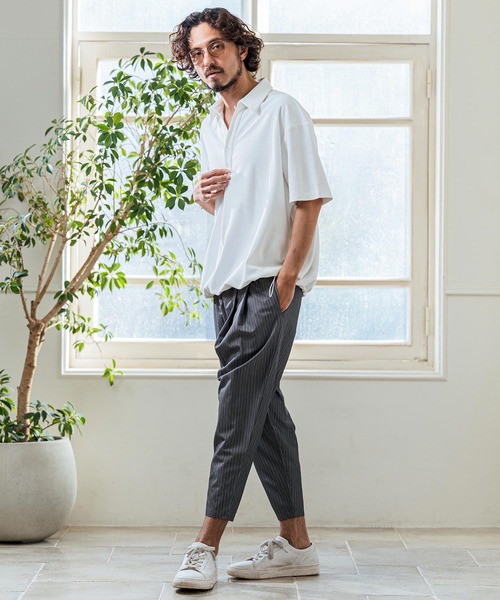 Magine（マージン）の「mhs2546- Poly Knit Skipper Neck Relax Fit Polo Shirt ポロシャツ(MGN-261-005)（ポロシャツ・メンズ・ホワイト/ネイビー/ブラック・48/46/44）」の13枚目の写真