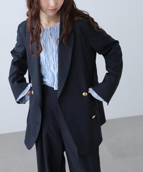 FREE'S MART（フリーズマート）の「◆梳毛調合繊ダブルブレストジャケット（ブルゾン・レディース・ブラウン/ネイビー/ベージュ・MEDIUM/SMALL）」の7枚目の写真