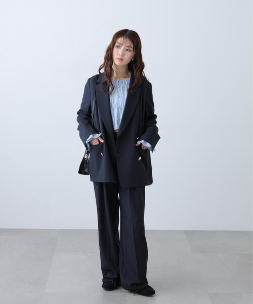 FREE'S MART（フリーズマート）の「◆梳毛調合繊ダブルブレストジャケット（ブルゾン・レディース・ブラウン/ネイビー/ベージュ・MEDIUM/SMALL）」の8枚目の写真