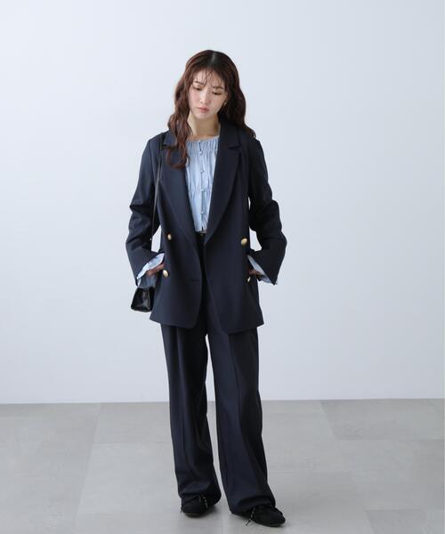 FREE'S MART（フリーズマート）の「◆梳毛調合繊ダブルブレストジャケット（ブルゾン・レディース・ブラウン/ネイビー/ベージュ・MEDIUM/SMALL）」の10枚目の写真