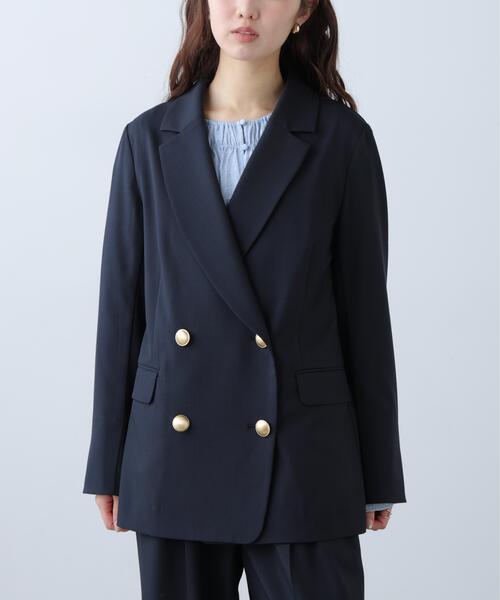 FREE'S MART（フリーズマート）の「◆梳毛調合繊ダブルブレストジャケット（ブルゾン・レディース・ブラウン/ネイビー/ベージュ・MEDIUM/SMALL）」の11枚目の写真