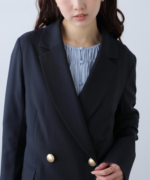 FREE'S MART（フリーズマート）の「◆梳毛調合繊ダブルブレストジャケット（ブルゾン・レディース・ブラウン/ネイビー/ベージュ・MEDIUM/SMALL）」の14枚目の写真