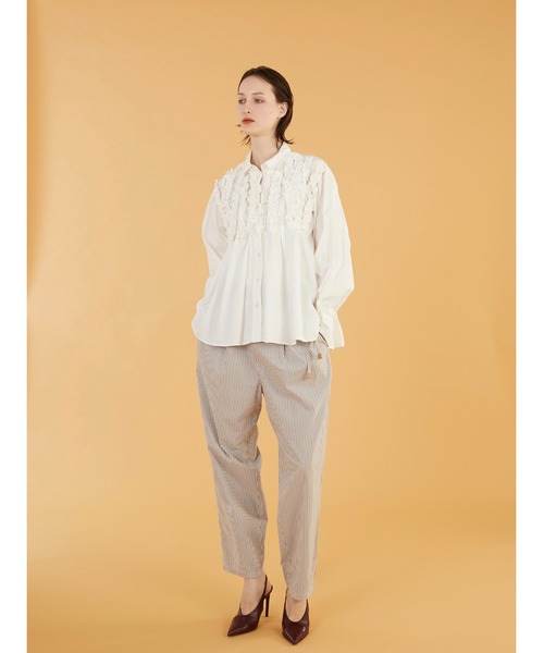 crinkle crinkle crinkle(クリンクルクリンクルクリンクル)の「【crinkle crinkle crinkle】front frill shirts/フロントフリルシャツ(シャツ/ブラウス・レディース・ホワイト/ブルー・FREE)」の4枚目の写真