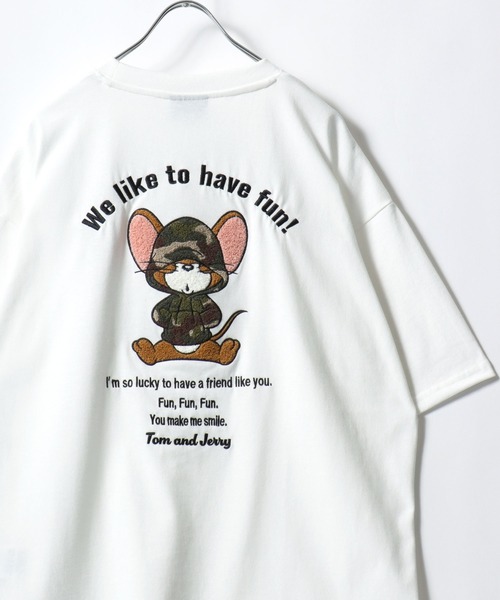 Tom＆Jerry（トムアンドジェリー）の「2026SS Tom and Jerry/トムとジェリー オーバーサイズ ワンポイント サガラ刺繍 半袖Tシャツ レディース メンズ（Tシャツ/カットソー・レディース・スミクロ/ベージュ/ブルー系その他/サックスブルー/ホワイト系その他/ブラック系その他2/ブラック系その他/ホワイト系その他2/ホワイト系その他4/ブラック系その他3/ホワイト系その他3/ネイビー/ブルー系その他2/ホワイト/ブラック系その他4/アッシュグレー・LL/L/M）」の2枚目の写真