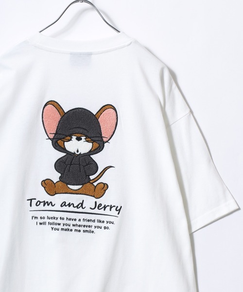 Tom＆Jerry（トムアンドジェリー）の「2026SS Tom and Jerry/トムとジェリー オーバーサイズ ワンポイント サガラ刺繍 半袖Tシャツ レディース メンズ（Tシャツ/カットソー・レディース・スミクロ/ベージュ/ブルー系その他/サックスブルー/ホワイト系その他/ブラック系その他2/ブラック系その他/ホワイト系その他2/ホワイト系その他4/ブラック系その他3/ホワイト系その他3/ネイビー/ブルー系その他2/ホワイト/ブラック系その他4/アッシュグレー・LL/L/M）」の4枚目の写真