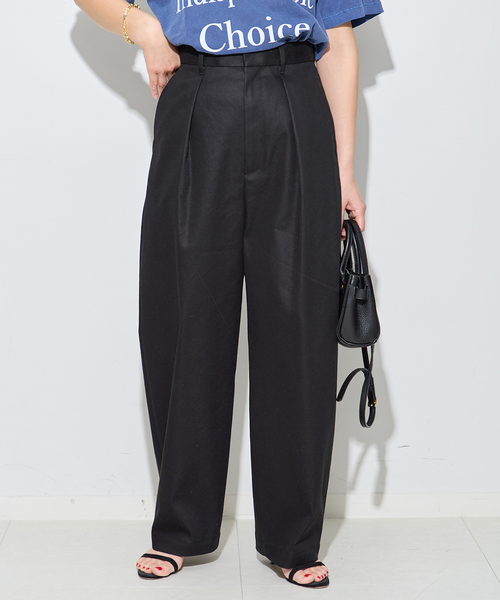 journal standard L'essage（ジャーナルスタンダードレサージュ）の「《追加5》【金子綾さん着用】CP タックチノパンツ（チノパンツ・レディース・ブラック/ベージュ・40/38/36/34）」の5枚目の写真