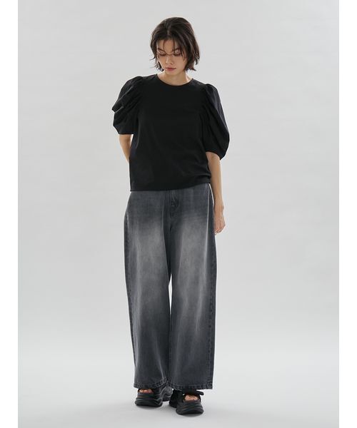 emmi(エミ)の「デザインスリーブTシャツ(Tシャツ/カットソー・レディース・ホワイト/ピンク/ブラック・F)」の10枚目の写真