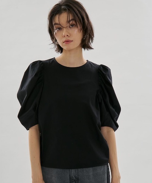 emmi / エミトップス　デザインスリーブTシャツ　ブラック デザインスリーブTシャツ（Tシャツ/カットソー）｜emmi（エミ）の