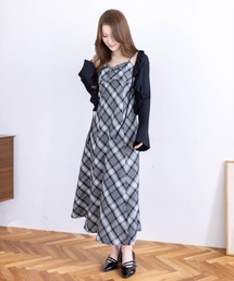 clear | 【低身長対応／サイズ展開あり】リボン付きチェック柄キャミワンピース(ワンピース)