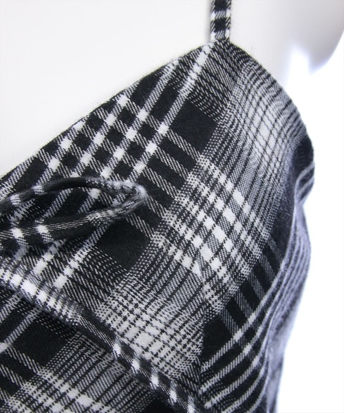 clear（クリア）の「【低身長対応／サイズ展開あり】リボン付きチェック柄キャミワンピース（ワンピース・レディース・グリーン系その他/ブラック系その他・PF/F）」の4枚目の写真