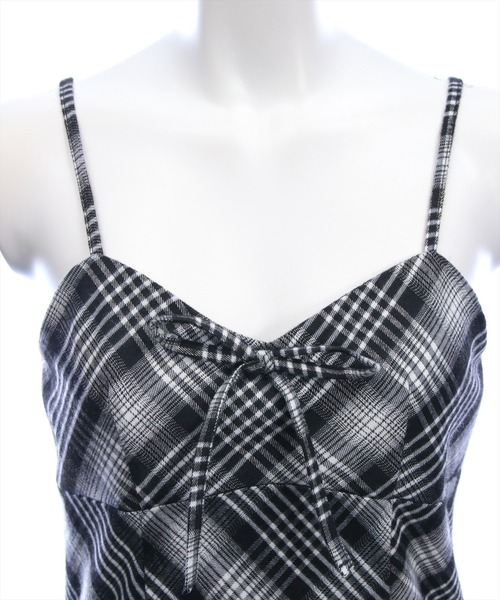 clear（クリア）の「【低身長対応／サイズ展開あり】リボン付きチェック柄キャミワンピース（ワンピース・レディース・グリーン系その他/ブラック系その他・PF/F）」の12枚目の写真