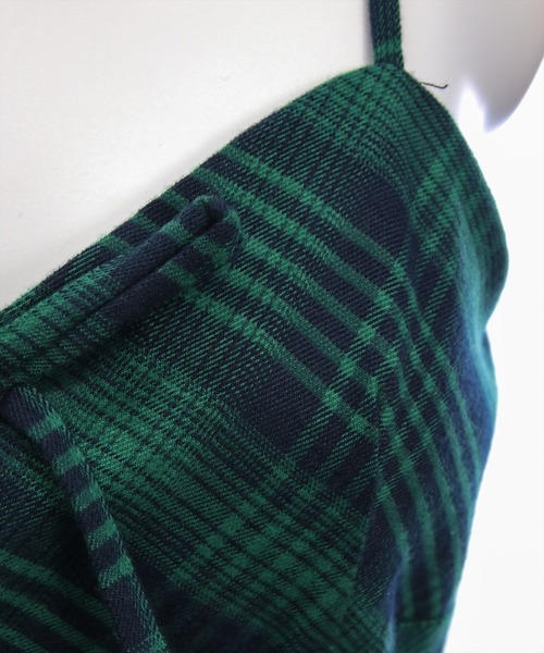 clear（クリア）の「【低身長対応／サイズ展開あり】リボン付きチェック柄キャミワンピース（ワンピース・レディース・グリーン系その他/ブラック系その他・PF/F）」の5枚目の写真