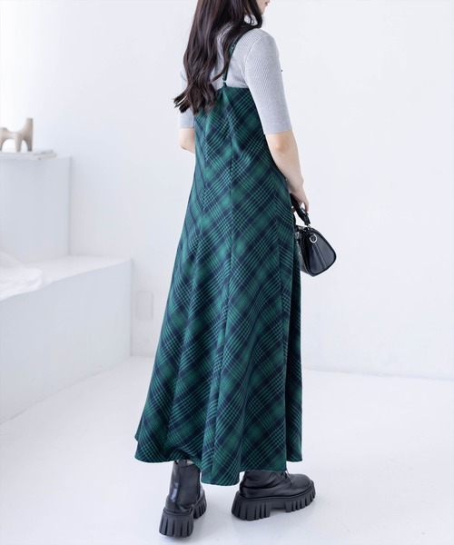 clear（クリア）の「【低身長対応／サイズ展開あり】リボン付きチェック柄キャミワンピース（ワンピース・レディース・グリーン系その他/ブラック系その他・PF/F）」の21枚目の写真