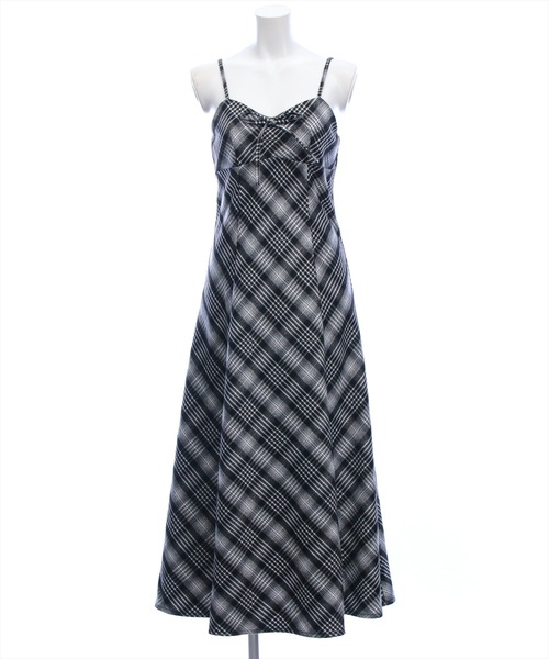 clear（クリア）の「【低身長対応／サイズ展開あり】リボン付きチェック柄キャミワンピース（ワンピース・レディース・グリーン系その他/ブラック系その他・PF/F）」の7枚目の写真