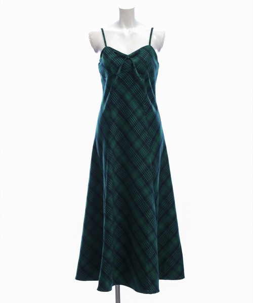 clear（クリア）の「【低身長対応／サイズ展開あり】リボン付きチェック柄キャミワンピース（ワンピース・レディース・グリーン系その他/ブラック系その他・PF/F）」の6枚目の写真