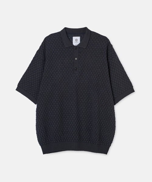 SEAGREEN PAPER WAFFLE POLO — поло из вафельного полотна (Seagreen)