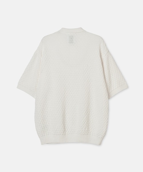 SEAGREEN(シーグリーン)の「SEAGREEN(シーグリーン) PAPER WAFFLE POLO(ポロシャツ・メンズ・ネイビー/ホワイト・3/2)」の3枚目の写真