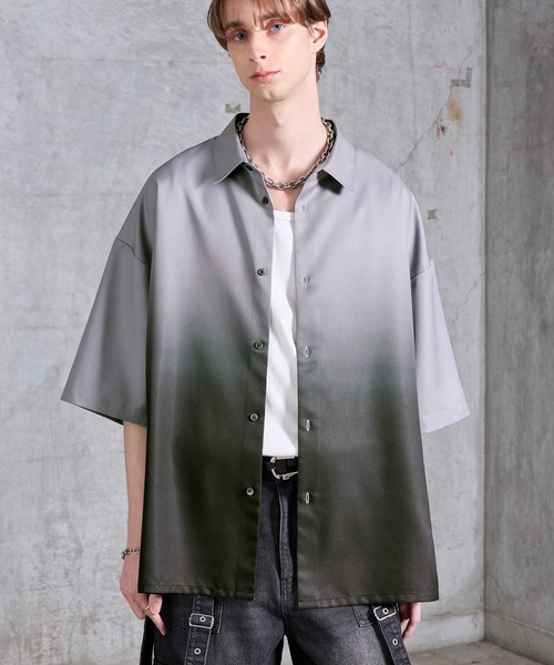 SERACE】Loose drape gradation short sleeve shirt / ルーズドレープ