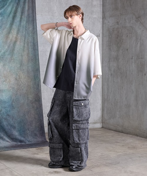 SERACE(セラス)の「【SERACE】Loose drape gradation short sleeve shirt / ルーズドレープグラデーション半袖シャツ/ 接触冷感(シャツ/ブラウス・メンズ・ブラック/ブルー/ホワイト・L/M/S)」の17枚目の写真