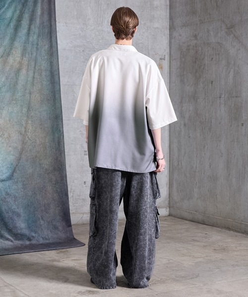 SERACE(セラス)の「【SERACE】Loose drape gradation short sleeve shirt / ルーズドレープグラデーション半袖シャツ/ 接触冷感(シャツ/ブラウス・メンズ・ブラック/ブルー/ホワイト・L/M/S)」の18枚目の写真
