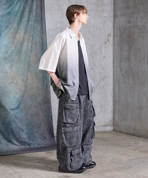 SERACE(セラス)の「【SERACE】Loose drape gradation short sleeve shirt / ルーズドレープグラデーション半袖シャツ/ 接触冷感(シャツ/ブラウス・メンズ・ブラック/ブルー/ホワイト・L/M/S)」の19枚目の写真