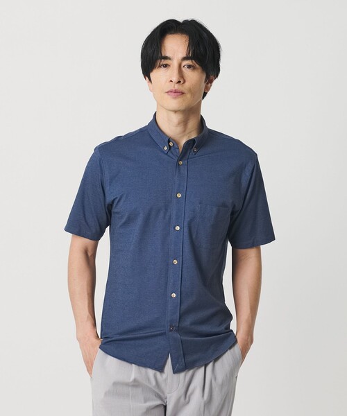 BEAUTY&YOUTH UNITED ARROWS(ビューティーアンドユースユナイテッドアローズ)の「クイック ストレッチ シャンブレー ボタンダウン 半袖シャツ SLIM型 吸水速乾機能付き(シャツ/ブラウス・メンズ・ネイビー/ロイヤルブルー/コバルトブルー/ホワイト・XS/S/M/L/XL)」の4枚目の写真