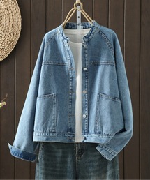 CHUL（チュル）の「ノーカラーデニムショートジャケット（デニムジャケット）」