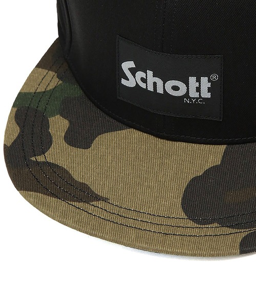 schott（ショット）の「Schott-Logo Flat Brim Cap（キャップ・メンズ・グリーン/ベージュ・FREE）」の6枚目の写真