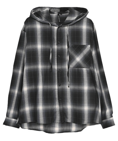 CavariA（キャバリア）の「『CavariA/キャバリア』先染めフードシャツ（シャツ/ブラウス・メンズ・ブラック/ホワイト/ブルー・M/L）」の14枚目の写真