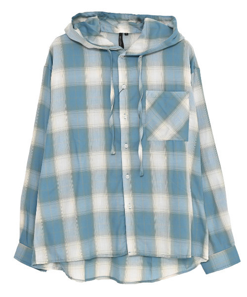 CavariA（キャバリア）の「『CavariA/キャバリア』先染めフードシャツ（シャツ/ブラウス・メンズ・ブラック/ホワイト/ブルー・M/L）」の16枚目の写真