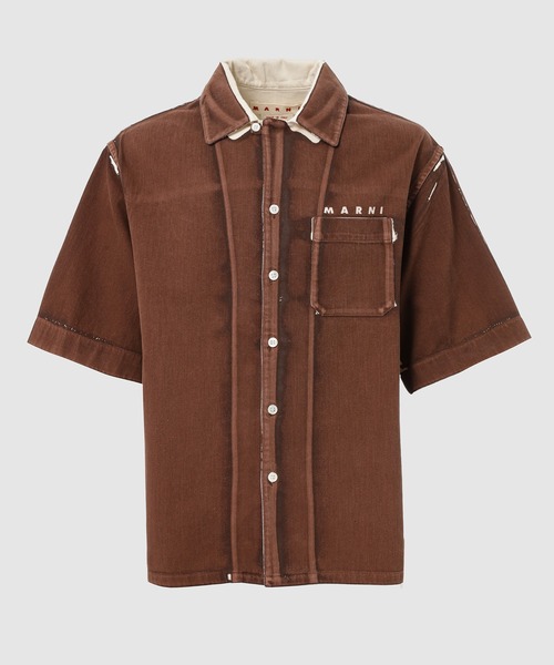 MARNI(マルニ)の「COLOR PRINTED DENIM / 半袖シャツ(シャツ/ブラウス・メンズ・ブラウン・44(S)/46(M)/48(L))」の1枚目の写真