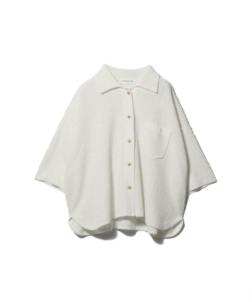 ESTNATION（エストネーション）の「ESTNATION / ツイーディーニットシャツ（シャツ/ブラウス・レディース・ブラウン/カーキ/オフホワイト・FREE）」の2枚目の写真